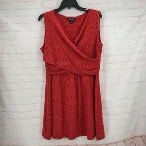 Lands End orange printed wrapped dress LP